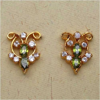 Schmuck-SET Collier,Anhänger,Ohrringe Zirkonia-Messing-vergoldet 10 Karat Gold