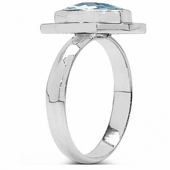 Antiker Blautopas-Ring-925 Sterling Silber-Rhodiniert-4,00 Karat