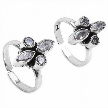 Zehenring/Fußschmuck weiße Zirkonias-1,10 Karat in Silber Rhodiniert