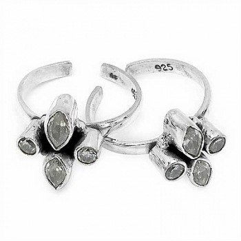 Zehenring/Fußschmuck weiße Zirkonias-1,10 Karat in Silber Rhodiniert
