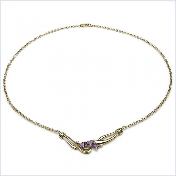 Collier/Kette m.Diamant/Amethyst-Anhänger Silb-vergold.in 10 Karat