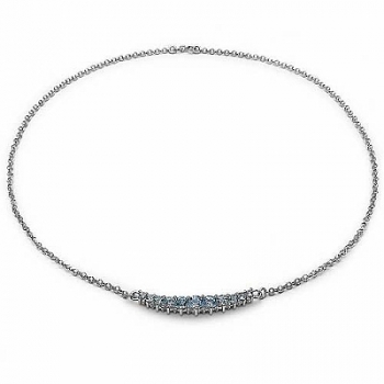 Edles Collier/Kette Blautopas/Weißtopas-925 Silber-Rhodiniert-3,17Karat