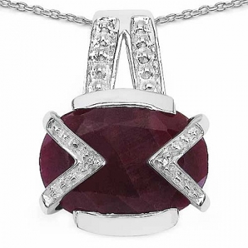 Collier/Kette-Anhänger echter Rubin-7,50 Karat-Silber-Rhodiniert