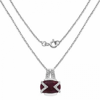 Collier/Kette-Anhänger echter Rubin-7,50 Karat-Silber-Rhodiniert