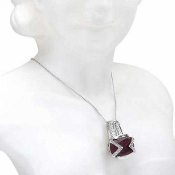 Collier/Kette-Anhänger echter Rubin-7,50 Karat-Silber-Rhodiniert