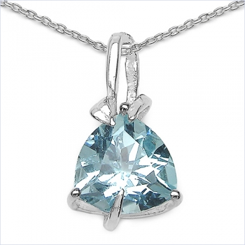 Collier/Halskette m.Blautopas-Anhänger-3,50 Karat-Silb.