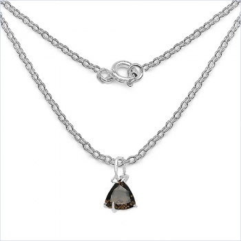 Collier/Halskette mit Smoky-Topas/Rauchquarz-Anhänger-3,10 Karat-Silber