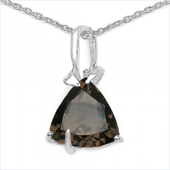 Collier/Halskette mit Smoky-Topas/Rauchquarz-Anhänger-3,10 Karat-Silber