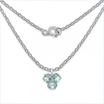 Collier/Kette mit Blautopas/Weißtopas-Anhänger 925 Sterling Silber-4,82 Karat