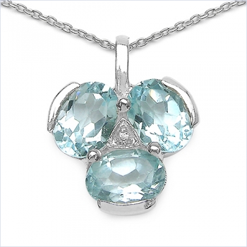 Collier/Kette mit Blautopas/Weißtopas-Anhänger 925 Sterling Silber-4,82 Karat