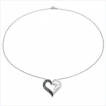 Collier/Herz-Anhänger mit 12 seltenen blauen Diamanten