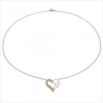 Collier/Herz-Anhänger mit 12 seltenen gelben Diamanten