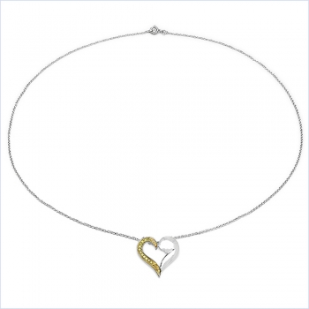 Collier/Herz-Anhänger mit 12 roten Zirkonias-0,12 Karat