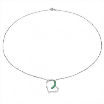 Collier m.Herz-Anhänger Smaragd-925 Silber-0,46 Karat