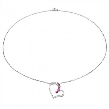 Collier mit Rubin-Herz-Anhänger-925 Silb.-0,58 Karat
