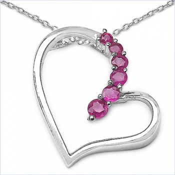 Collier mit Rubin-Herz-Anhänger-925 Silb.-0,58 Karat