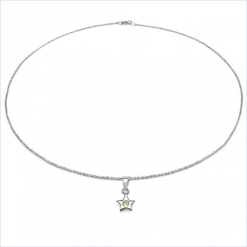 Collier/Kette Peridot-Anhänger-Stern 925 Silber-Rhodiniert