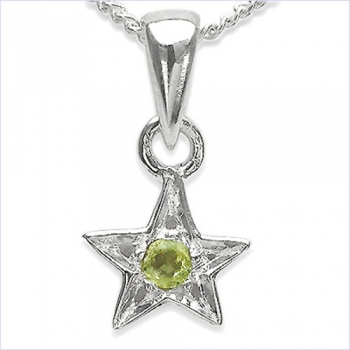 Collier/Kette Peridot-Anhänger-Stern 925 Silber-Rhodiniert