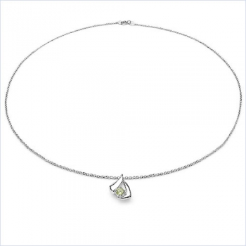 Collier/Kette mit Anhänger-Peridot 925Silber-Rhodiniert