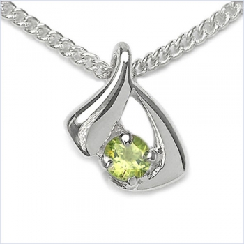 Collier/Kette mit Anhänger-Peridot 925Silber-Rhodiniert