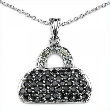 Collier mit Anhänger Handtasche-Blaue Diamanten,Saphire-2,44 Karat-53 Edelsteine