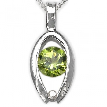Collier/Kette mit Peridot-Anhänger 925 Silber Rhodiniert-0,64 Karat