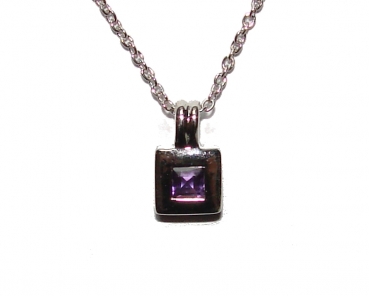Collier/Kette Anhänger m. Amethyst 925Silber-Rhodiniert