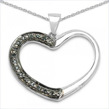 Collier/Herz-Anhänger mit 15 seltenen blauen Diamanten/Brillianten
