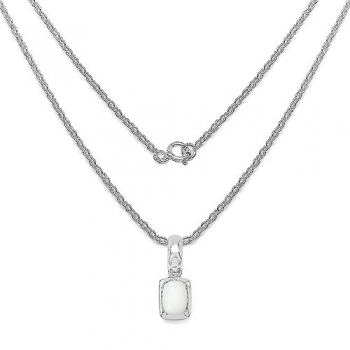Collier/Halskette mit Opal-Anhänger-925 Silber Rhodiniert 1,10 Karat