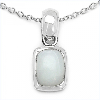 Collier/Halskette mit Opal-Anhänger-925 Silber Rhodiniert 1,10 Karat
