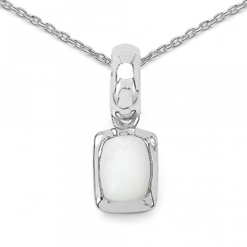 Collier/Halskette mit Opal-Anhänger-925 Silber Rhodiniert 1,10 Karat