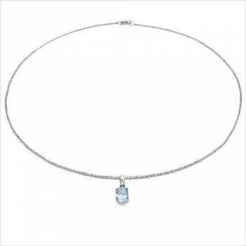 Collier/Kette Anhänger Ovaler Blautopas-Silber-2,50 Karat