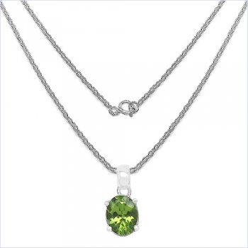 Collier/Kette mit Anhänger Ovaler Peridot-Silber-0,85 Karat