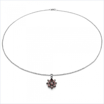 Collier/Halskette m.Granat Anhänger-3,00 Karat-925-Silber