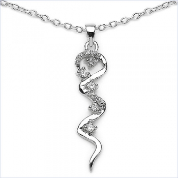 Collier/Halskette Silber mit elegantem weißen Zirkonia-Anhänger