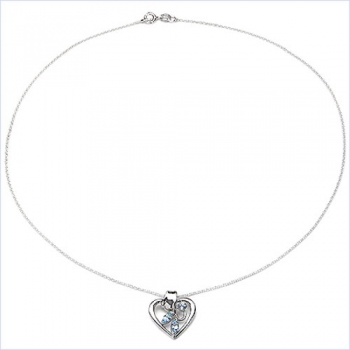 Collier/Kette mit Herz-Anhänger Blautopas 925 Silber/Rh.0,52 Karat