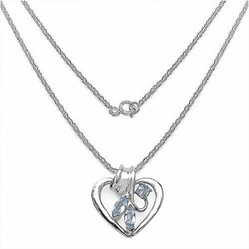 Collier/Kette mit Herz-Anhänger Blautopas 925 Silber/Rh.0,52 Karat