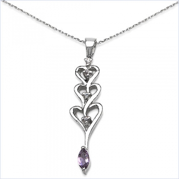 Collier/Kette mit Amethyst-Weißtopas-Anhänger 925 Silber