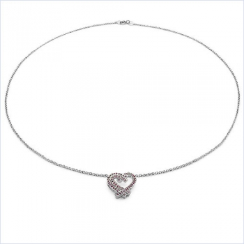 Collier Rubin-Herz-Anhänger-53 Edelsteine-925St.Silber Rhod.