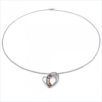 Collier mit Herz-Color-Saphir-Anhänger-Silber-1,25Karat