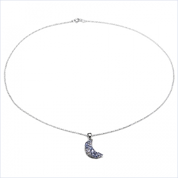 Collier/Kette mit Peridot-Anhänger Mondsichel-925 Silber-Rhodiniert-1,60 Karat