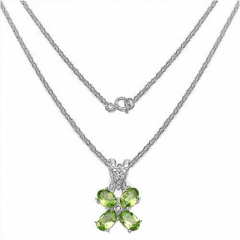 Collier/Halskette m.Diamant/Peridot-Anhänger-1,81 Karat