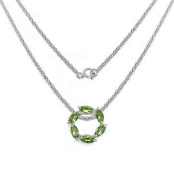 Collier/Kette mit Peridot-Anhänger Silber-6 Edelsteine-1,50 Karat