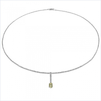 Collier/Kette/Anhänger Lemon-Quarz/Weißtopas 925 Silber