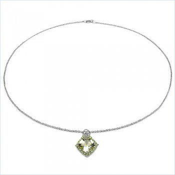 Collier/Kette m.Lemon-Quarz/Peridot-Anhänger 7,55 Karat
