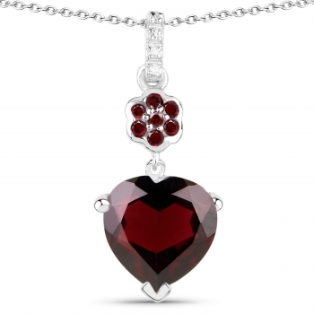 Collier/Kette mit Granat/Weißtopas-Herz-Anhänger 3,68 Karat