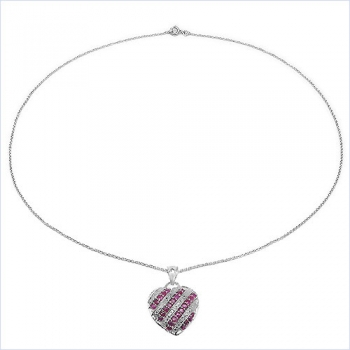 Collier/Kette m.Rubin-Herz Anhänger 925-Silber Rhodin.-1,56 Karat