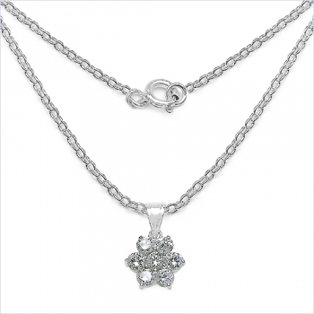 Collier/Halskette 925-Sterling Silber mit Blume/Blüte-Anhänger/Zirkonia 4,20 Karat