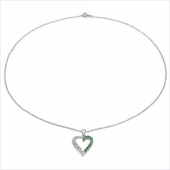 Collier/Kette-Anhänger Smaragd/Zirkonia-925 Silber-Rhod.-1,08 Karat