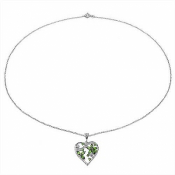 Collier/Halskette Herz-Anhänger-Chromdiopsid-Zirkonia 1,64 Karat